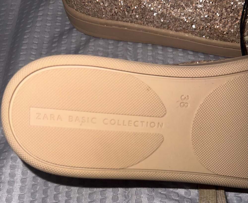 ZARA BASIC COLLECTION Rose Gold Glitter Lace Up S… - image 4